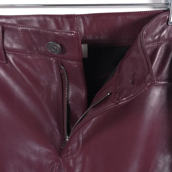 JOIE LIMITED EDITION Faux Leather Straight Pants Style JEI000 Burgundy Size 6